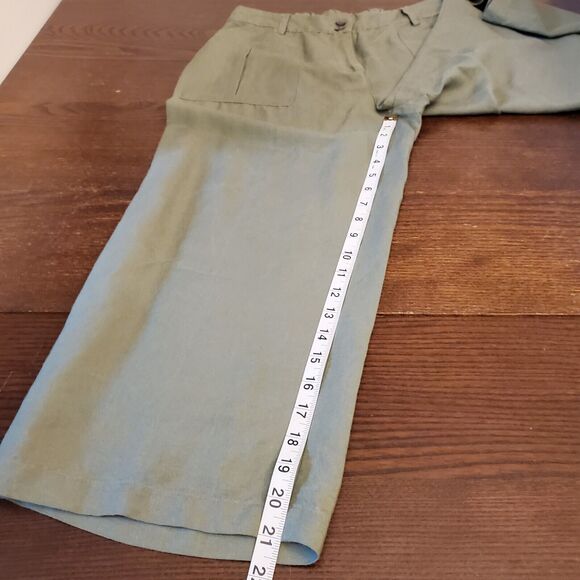Contact Women’s Capri Rami- Rayon Blend M Army Green Wide Leg Minimalist Neutral - Picture 10 of 16